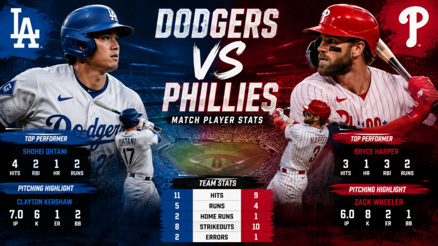 dodgers vs phillies match player stats