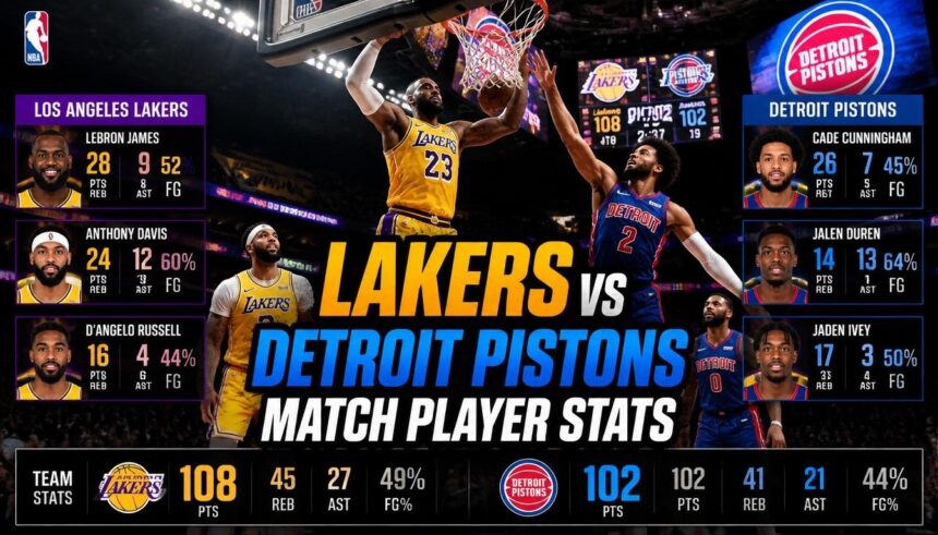 lakers vs detroit pistons match player stats​